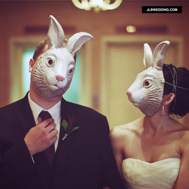 wedding-portrait-animal-masks-rabbit